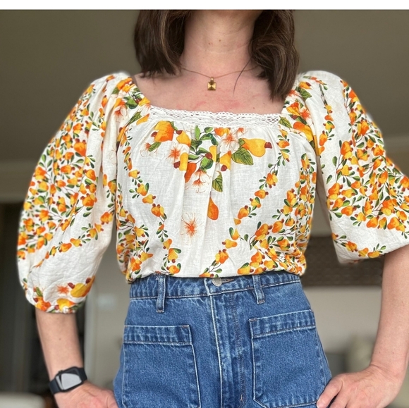 Atelier Nicole Miller Cashew Fruit Print Boho Tunic Top. NWOT - Picture 8 of 16